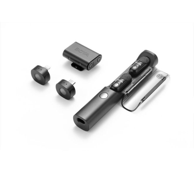 Microphone Boya Magic-02 Link All in One Wireless System (USB-C, Lightning, Camera Receiver, 2x Mic) Black